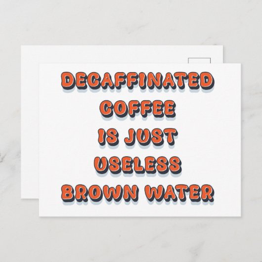 Decaffineerde koffie cool grappig  retro humor briefkaart (Voorkant / Achterkant)