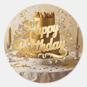 Decal Stickers Happy Birthday Metallic Gold