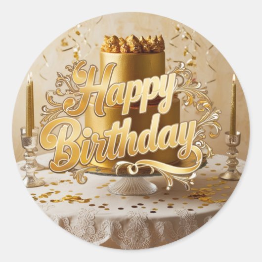 Decal Stickers Happy Birthday Metallic Gold (Voorkant)