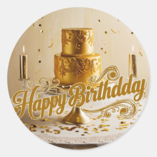 Decal Stickers van Happy Birthday Metallic Gold