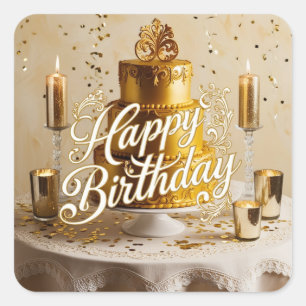 Decal Stickers van Happy Birthday Metallic Gold