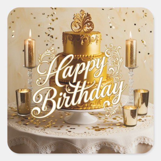 Decal Stickers van Happy Birthday Metallic Gold (Voorkant)