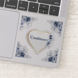 Decale 3-inch x3-inch blauw-Floral Conditioner Sticker