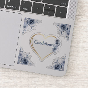Decale 3-inch x3-inch blauw-Floral Conditioner Sticker