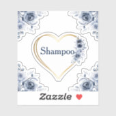 Decale 3 x 3 inch Blauw Floral Shampoo Sticker (Vel)