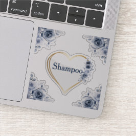 Decale 3 x 3 inch Blauw Floral Shampoo Sticker