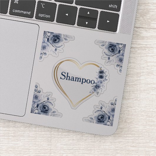Decale 3 x 3 inch Blauw Floral Shampoo Sticker (Detail)
