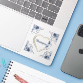 Decale 3 x 3 inch Blauw Floral Shampoo Sticker (Laptop met iPhone)