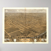 Decatur Illinois 1869 Antiek Panoramic Map Poster (Voorkant)