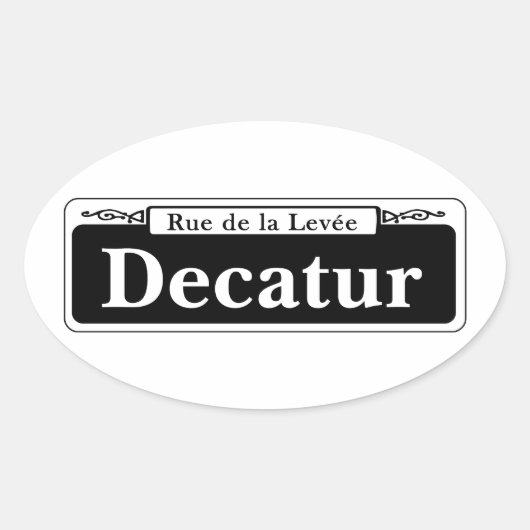 Decatur St., New Orleans Street Sign. Ovale Sticker (Voorkant)