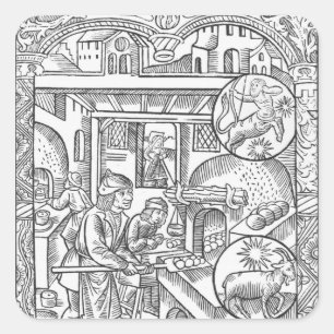 december 1491 uit de "Almanach des Bergers" Vierkante Sticker