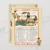 december 1884 Almanac.  Capricorn, de geit Briefkaart (Voorkant / Achterkant)
