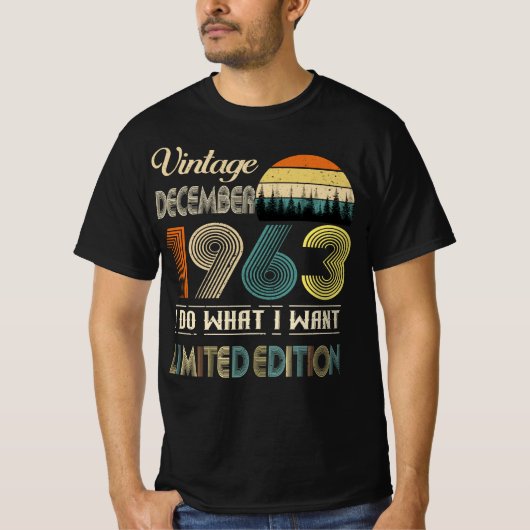 December 1963 T-shirt Retro Style Verjaardag (Voorkant)
