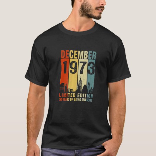 december 1973 50 jaar Geweldige Vintage T-shirt (Voorkant)