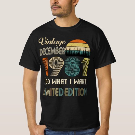 December 1981 T-shirt Retro Style Verjaardag (Voorkant)