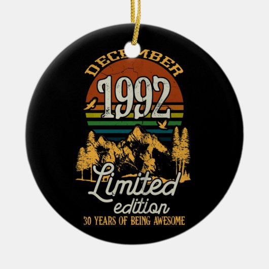 December 1992 Zondag 30 jaar oud 30 jaar oud Keramisch Ornament (Voorkant)