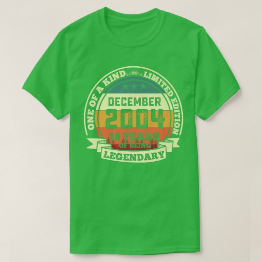 december 2004 18e verjaardag 18 jaar t-shirt (Design voorkant)