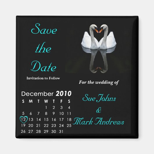 December 2010 Save the Date, Bruiloft Aankondiging Magneet (Voorkant)