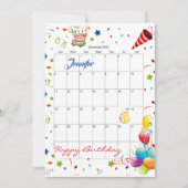 December 2022 Kalender Gelukkige Verjaardag Uitnod Kaart (Voorkant)