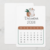 December 2024 Stand Alone Kat en Plant Kalender Menu (Voorkant / Achterkant)