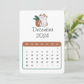 December 2024 Stand Alone Kat en Plant Kalender Menu (Staand voorkant)