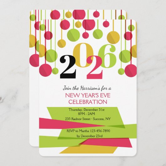 December 31st Party Invitation (2) Kaart (Voorkant / Achterkant)