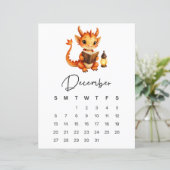 December Baby Dragon Art Print Whimsical Calendar  (Staand voorkant)