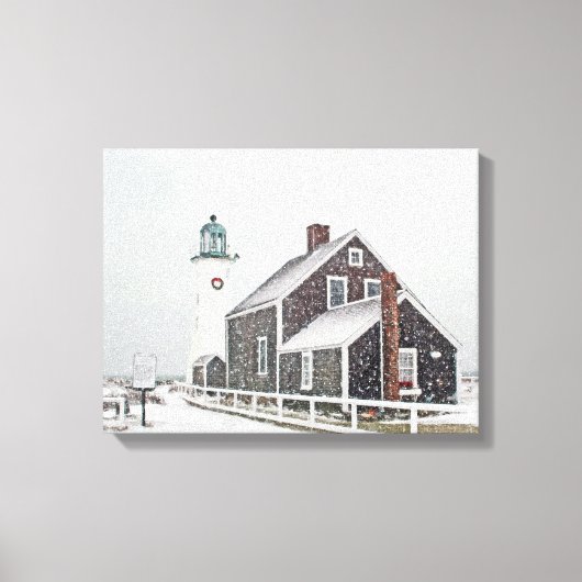 December bij Scituate Light Canvas Afdruk (Voorkant)