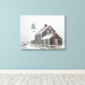 December bij Scituate Light Canvas Afdruk (Insitu (Houten vloer))