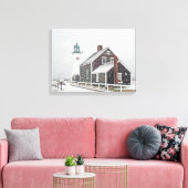 December bij Scituate Light Canvas Afdruk (Insitu (Woonkamer))