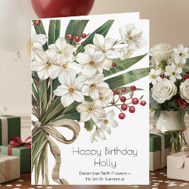 December Birth Flower Birthday Card | Hollies Kaart