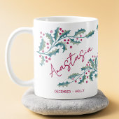 December Birth Flower Custom Name Holly Koffiemok