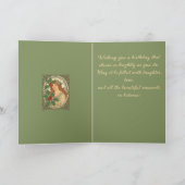 December Birthday Art Nouveau Holly Berries Kaart (Binnen)