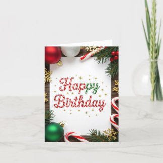 December Birthday card, Christmas Birthday card Bedankkaart