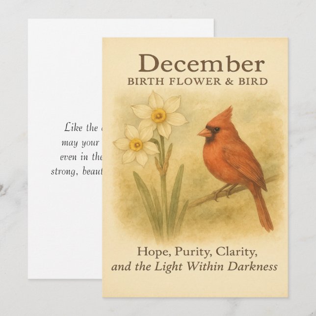 December Birthday Christian Cardinal Bible Verse I (Voorkant / Achterkant)