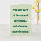December Birthday & Christmas Card – Funny Holiday Kaart (Gele Bloem)