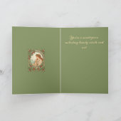December Birthday Holly Berries Art Nouveau Kaart (Binnen)