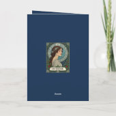 December Birthday Holly Berries Winter Blue Kaart (Achterkant)