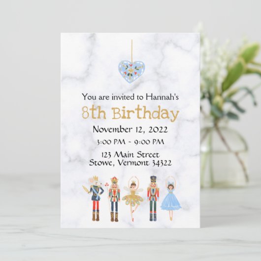 December - Birthday Nutkraker Uitnodiging (Staand voorkant)