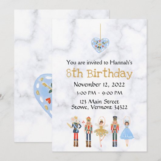 December - Birthday Nutkraker Uitnodiging (Voorkant / Achterkant)