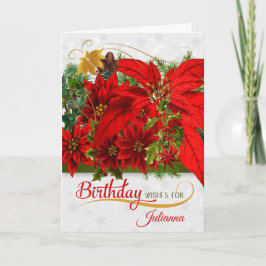 December Birthday Poinsettias Kaart
