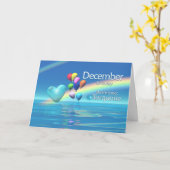 December Birthday Turquoise Heart Kaart (Gele Bloem)