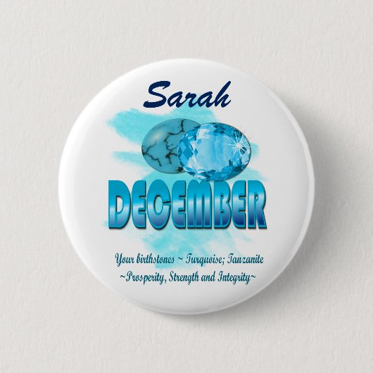 December - Birthstone Afbeelding en betekenis Ronde Button 5,7 Cm (Voorkant)