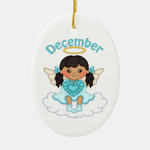 December Birthstone Angel Black Keramisch Ornament
