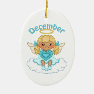 December Birthstone Angel Blonde Keramisch Ornament