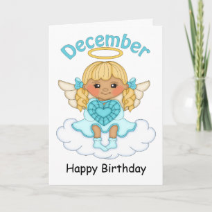 December Birthstone Angel Blonde Verjaardag Kaart