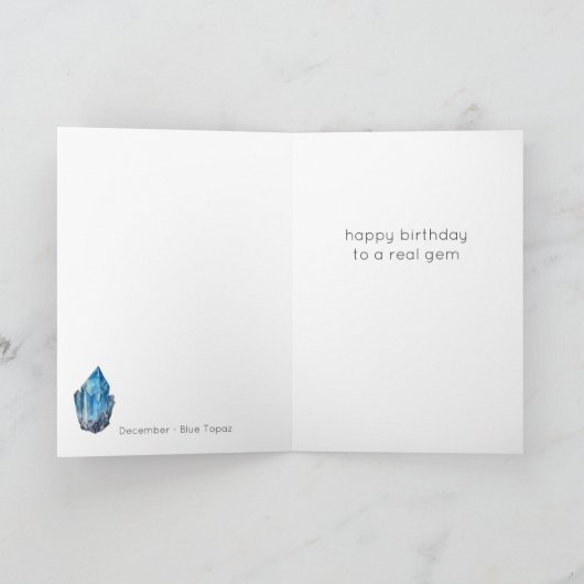 December Birthstone Blue Topaz Verjaardag Kaart (Binnen)