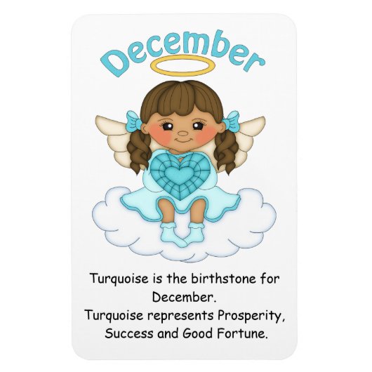 December Birthstone Engel Brunette Premium Magneet (Verticaal)