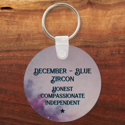 December Birthstone Sleutelhanger - Blue Zircon Mo
