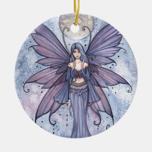 December Blau Sieraad Keramisch Ornament (Voorkant)